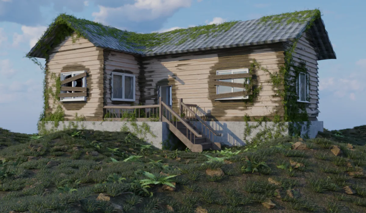 Blender 3D Sahne Modelleme & Render Çalışmaları mimari şeması ve kart görünümü